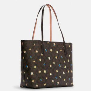 BRAND NEW COACH City Tote In Signature Canvas With Vintage Mini Rose Print
